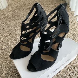 Black strap heels